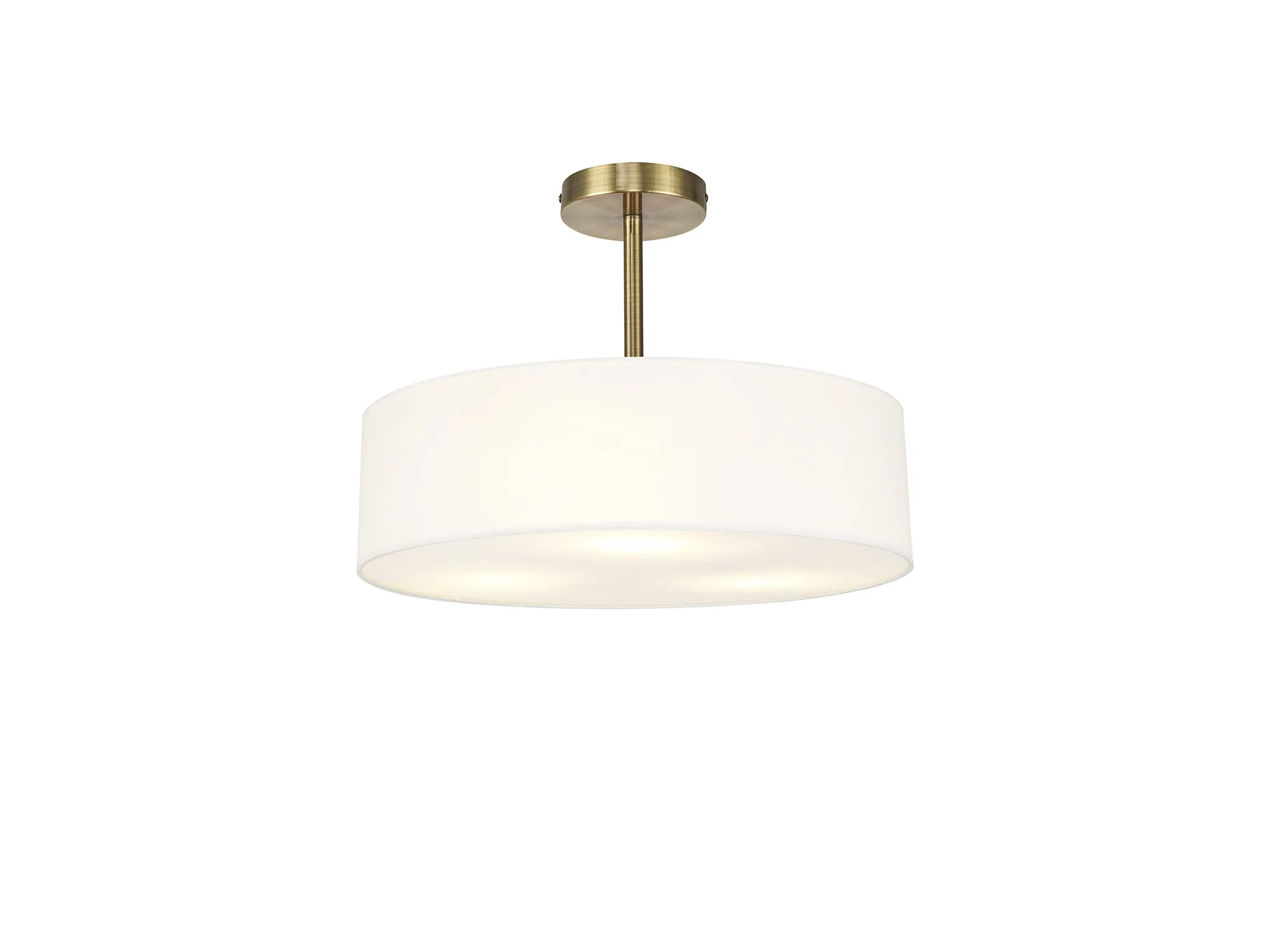 DK0745  Baymont 45cm Semi Flush 5 Light Antique Brass; White